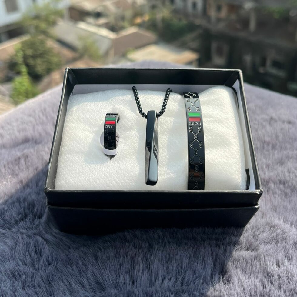 Gucci GG Full Combo Set Black – Chain, Bracelet & Ring